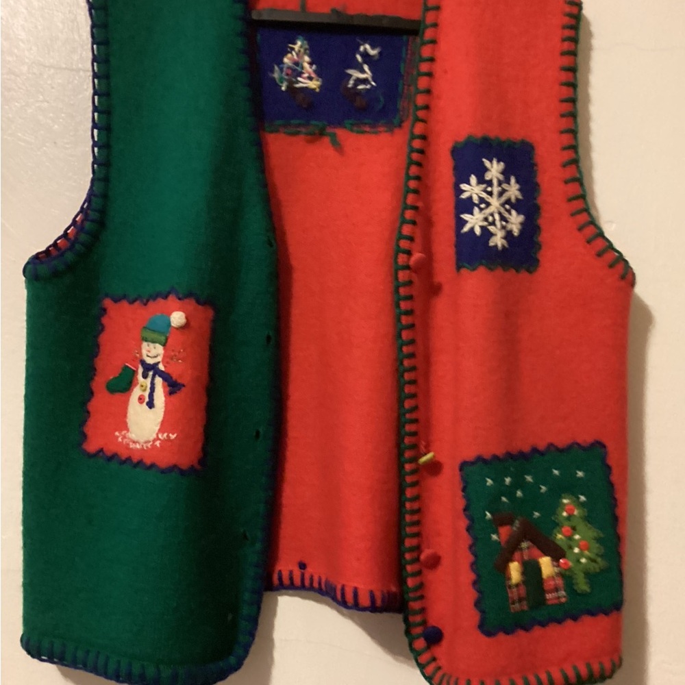 Vintage Vest Marisa Christina Red and Green Holiday - Picture 8 of 8